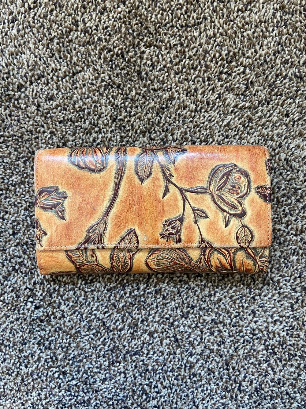 Cuoieria Fiorentina Brown Floral Pattern Leather Wallet